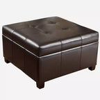 Richmond Bonded Leather Storage Ottoman Espresso: Coffee Table & Seating - Christopher Knight Home