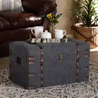 Palma Modern Transitional Fabric Upholstered Storage Trunk Ottoman Gray - Baxton Studio: Lift-Top, Metal Frame, Vintage Style