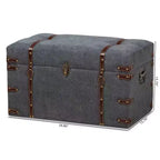 Palma Pouf de rangement rembourré en tissu de style moderne et transitionnel gris - Baxton Studio : Plateau relevable, cadre en métal, style vintage