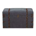 Palma Pouf de rangement rembourré en tissu de style moderne et transitionnel gris - Baxton Studio : Plateau relevable, cadre en métal, style vintage