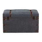 Palma Pouf de rangement rembourré en tissu de style moderne et transitionnel gris - Baxton Studio : Plateau relevable, cadre en métal, style vintage