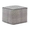 WyndenHall Dougan Square Moroccan Inspired Pouf Black/Natural Cotton: Upholstered, No Assembly, Spot Clean