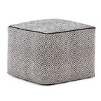 WyndenHall Dougan Square Moroccan Inspired Pouf Black/Natural Cotton: Upholstered, No Assembly, Spot Clean