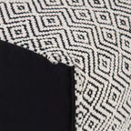 Pouf d'inspiration marocaine WyndenHall Dougan Square en coton noir/naturel : Rembourré, aucun assemblage, nettoyer les taches.