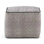 Pouf d'inspiration marocaine WyndenHall Dougan Square en coton noir/naturel : Rembourré, aucun assemblage, nettoyer les taches.