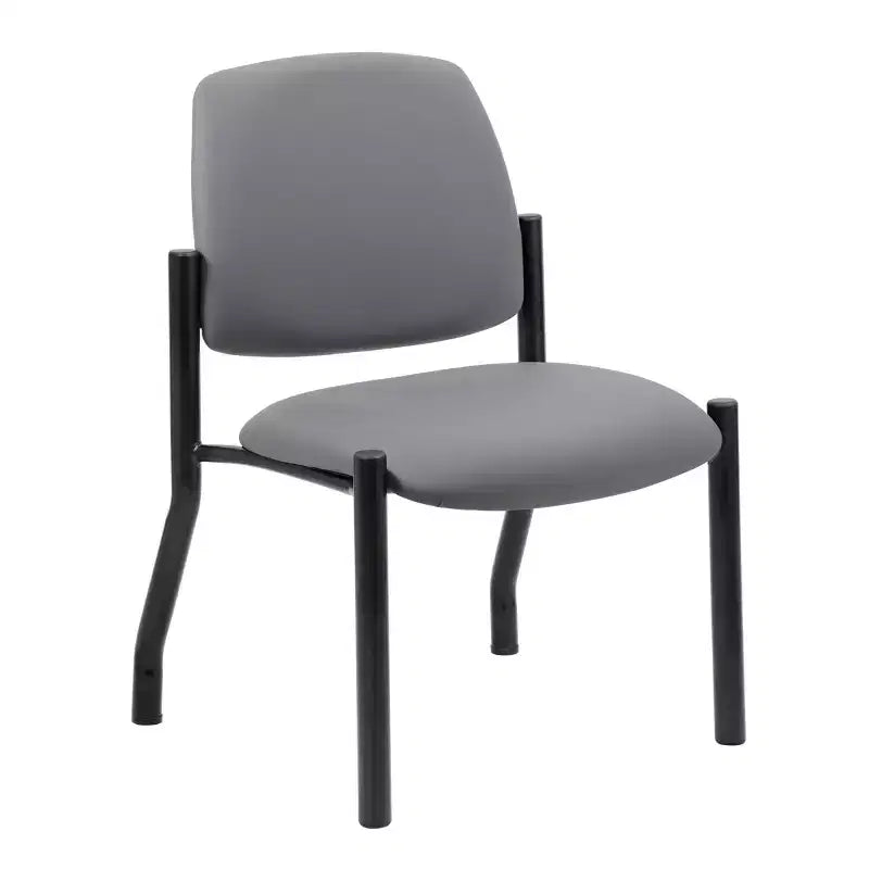 Chaise d'appoint sans accoudoirs grise - Boss Office Products : Dossier mi-hauteur robuste, vinyle antimicrobien, capacité de 136 kg