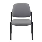 Chaise d'appoint sans accoudoirs grise - Boss Office Products : Dossier mi-hauteur robuste, vinyle antimicrobien, capacité de 136 kg