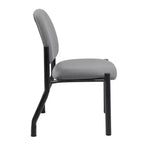Chaise d'appoint sans accoudoirs grise - Boss Office Products : Dossier mi-hauteur robuste, vinyle antimicrobien, capacité de 136 kg