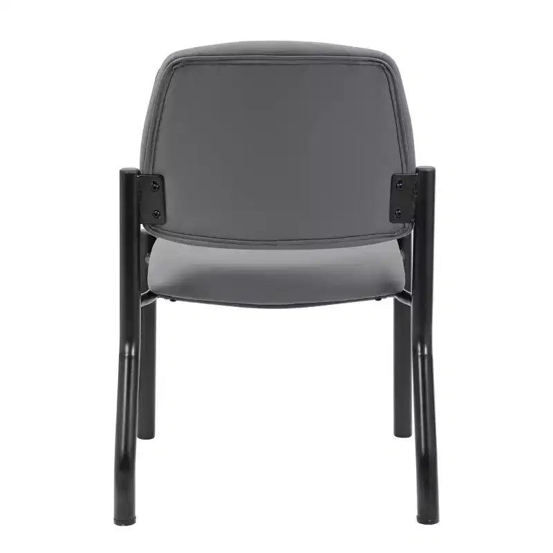 Chaise d'appoint sans accoudoirs grise - Boss Office Products : Dossier mi-hauteur robuste, vinyle antimicrobien, capacité de 136 kg
