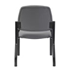 Chaise d'appoint sans accoudoirs grise - Boss Office Products : Dossier mi-hauteur robuste, vinyle antimicrobien, capacité de 136 kg