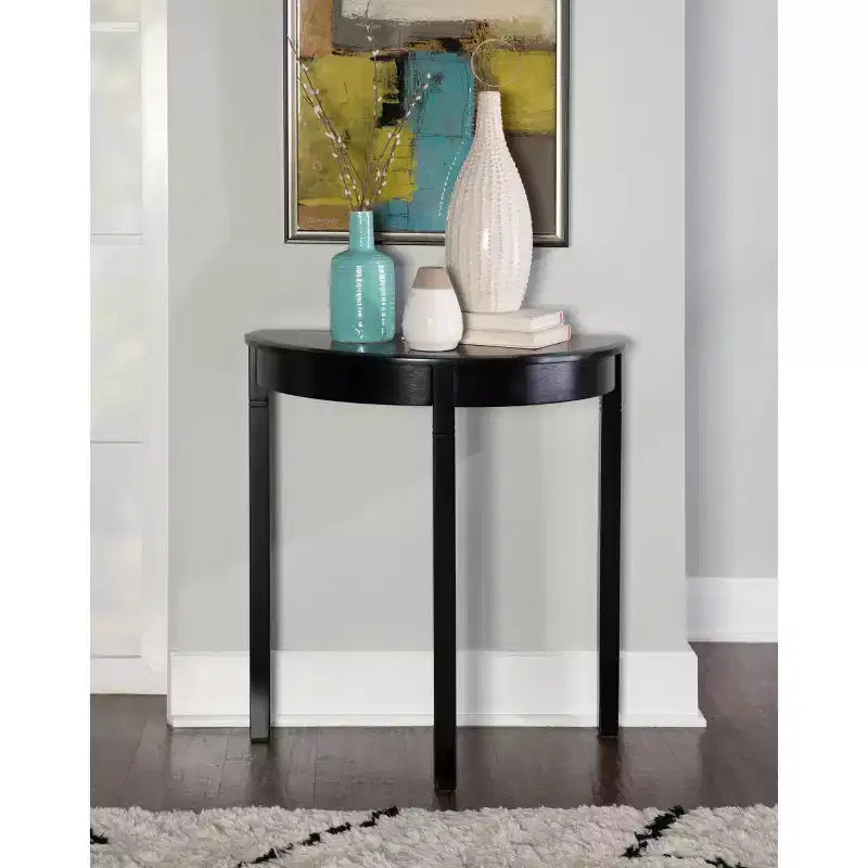 Table console demi-lune en bois traditionnel Camden cerisier noir - Linon