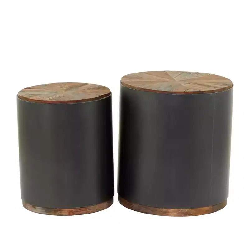 Set of 2 Rustic Metal Accent Tables Black - Olivia & May