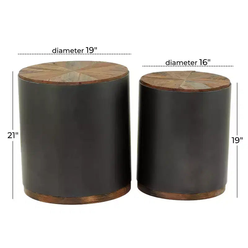 Set of 2 Rustic Metal Accent Tables Black - Olivia & May
