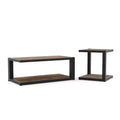 2pc Felcor Industrial Coffee and End Table Set Dark Walnut/Black - miBasics