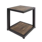 2pc Felcor Industrial Coffee and End Table Set Dark Walnut/Black - miBasics
