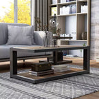 2pc Felcor Industrial Coffee and End Table Set Dark Walnut/Black - miBasics