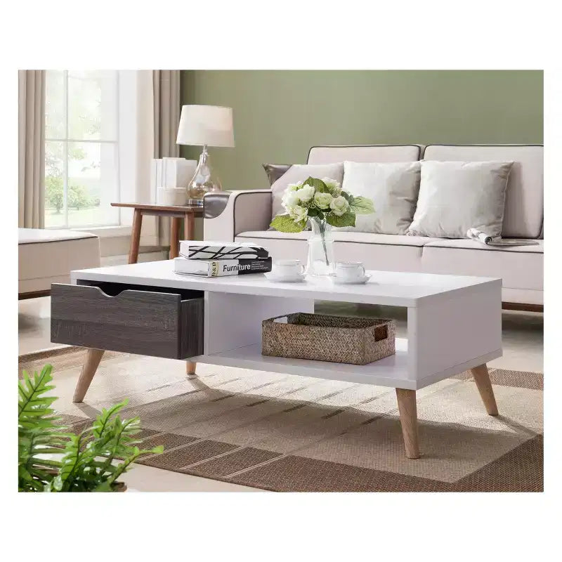 Table basse Barrios au style transitoire gris vieilli/blanc - HOMES: Inside + Out