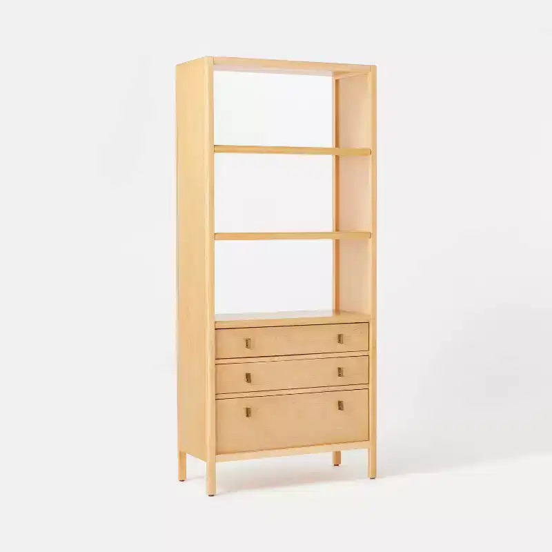 Sandpoint Bookcase with Drawers - Threshold™ designed with Studio McGee: Wood Veneer Tall Cabinet, 3 Shelves