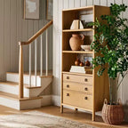 Bibliothèque Sandpoint avec tiroirs - Threshold™ conçue avec Studio McGee : Armoire haute en placage de bois, 3 étagères