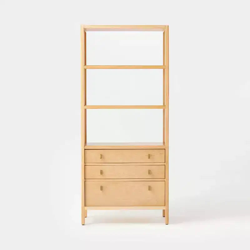 Bibliothèque Sandpoint avec tiroirs - Threshold™ conçue avec Studio McGee : Armoire haute en placage de bois, 3 étagères
