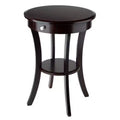 Sasha Round Accent Table - Cappuccino - Winsome: Flared Legs, Wood Composite, Storage Shelf