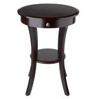 Sasha Round Accent Table - Cappuccino - Winsome: Flared Legs, Wood Composite, Storage Shelf