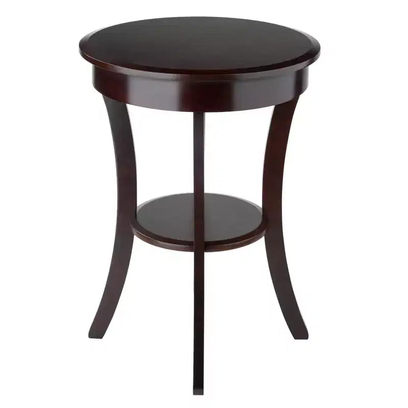 Sasha Round Accent Table - Cappuccino - Winsome: Flared Legs, Wood Composite, Storage Shelf