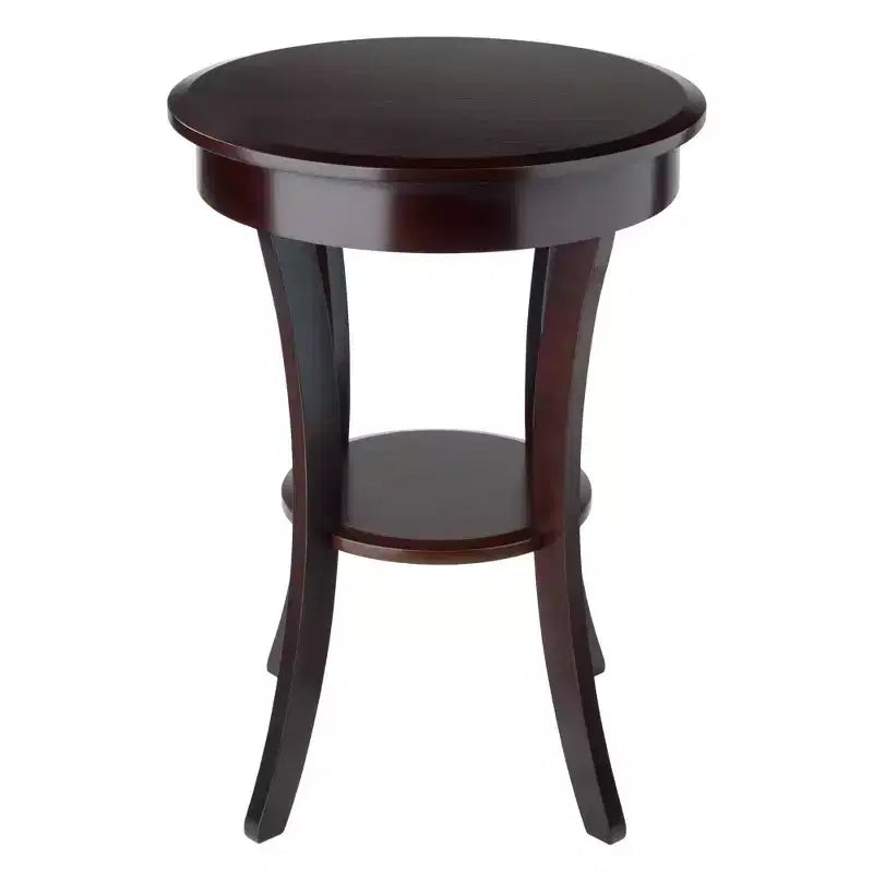 Sasha Round Accent Table - Cappuccino - Winsome: Flared Legs, Wood Composite, Storage Shelf