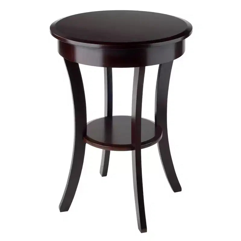 Sasha Round Accent Table - Cappuccino - Winsome: Flared Legs, Wood Composite, Storage Shelf