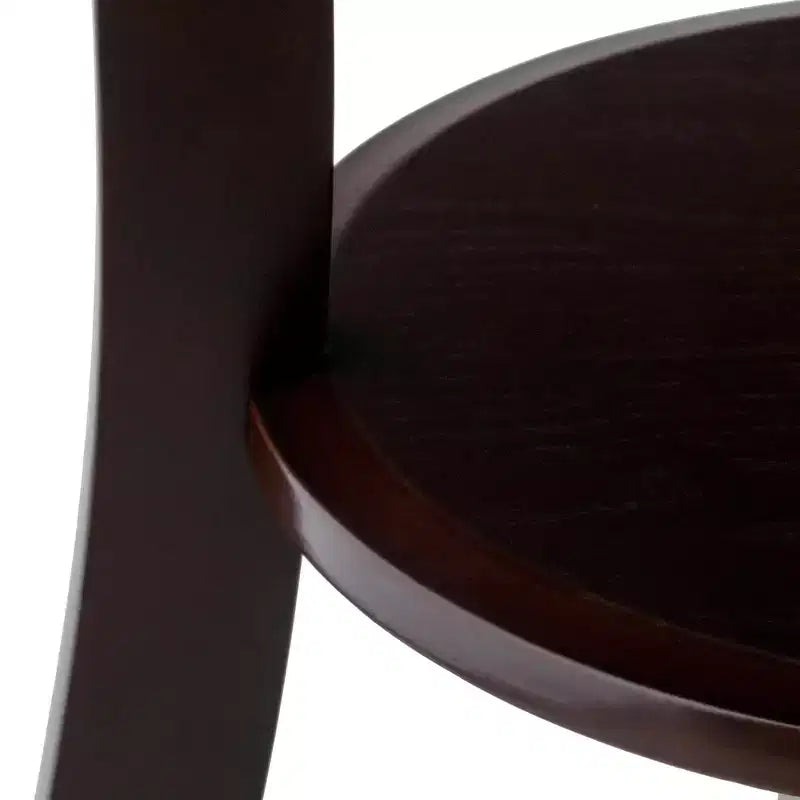 Sasha Round Accent Table - Cappuccino - Winsome: Flared Legs, Wood Composite, Storage Shelf