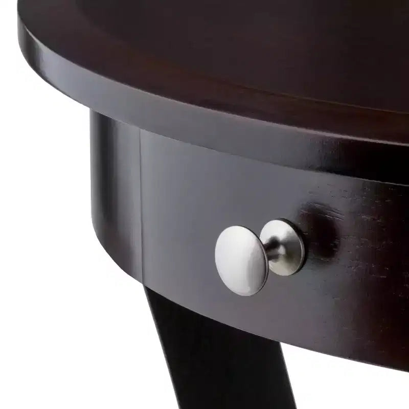 Sasha Round Accent Table - Cappuccino - Winsome: Flared Legs, Wood Composite, Storage Shelf