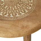 Table d'appoint tripode sculptée en bois de manguier brun traditionnel - Olivia & May