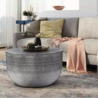 Jean Metal Coffee Table Antique Silver - WyndenHall: Hammered Texture, No Assembly Required
