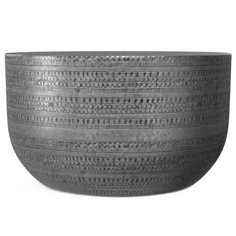 Jean Metal Coffee Table Antique Silver - WyndenHall: Hammered Texture, No Assembly Required