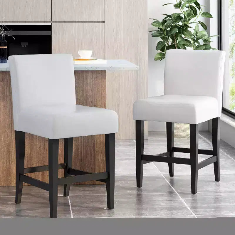Set of 2 25.5 Lopez Leather Counter Height Barstools - Christopher Knight Home
