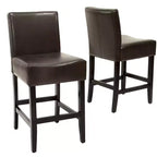 Set of 2 25.5 Lopez Leather Counter Height Barstools - Christopher Knight Home