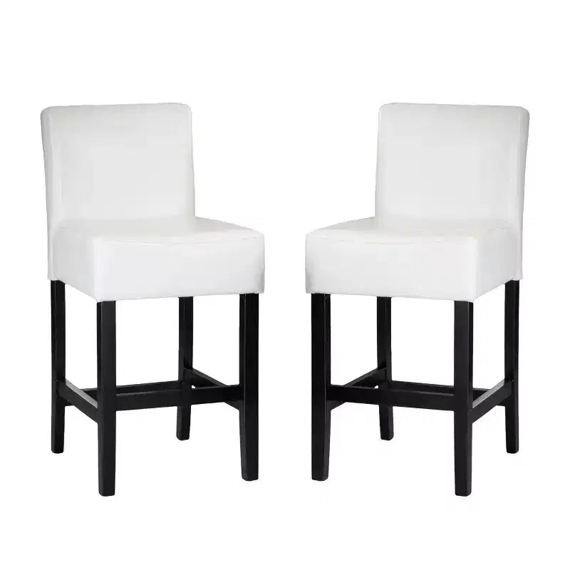Set of 2 25.5 Lopez Leather Counter Height Barstools - Christopher Knight Home