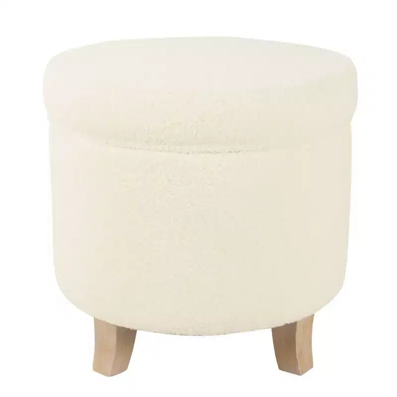 Cole Classics Round Storage Ottoman Flared Wood Leg - HomePop