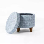 Cole Classics Round Storage Ottoman Flared Wood Leg - HomePop