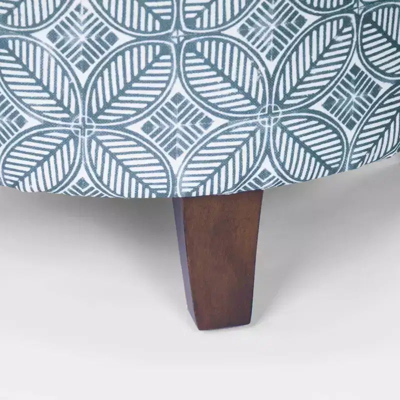 Cole Classics Round Storage Ottoman Flared Wood Leg - HomePop