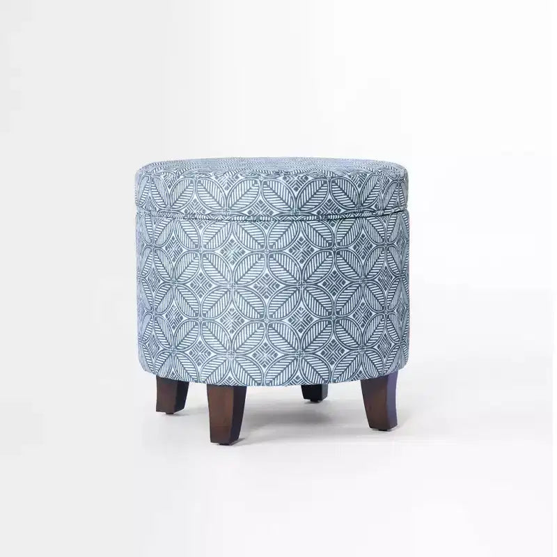 Cole Classics Round Storage Ottoman Flared Wood Leg - HomePop