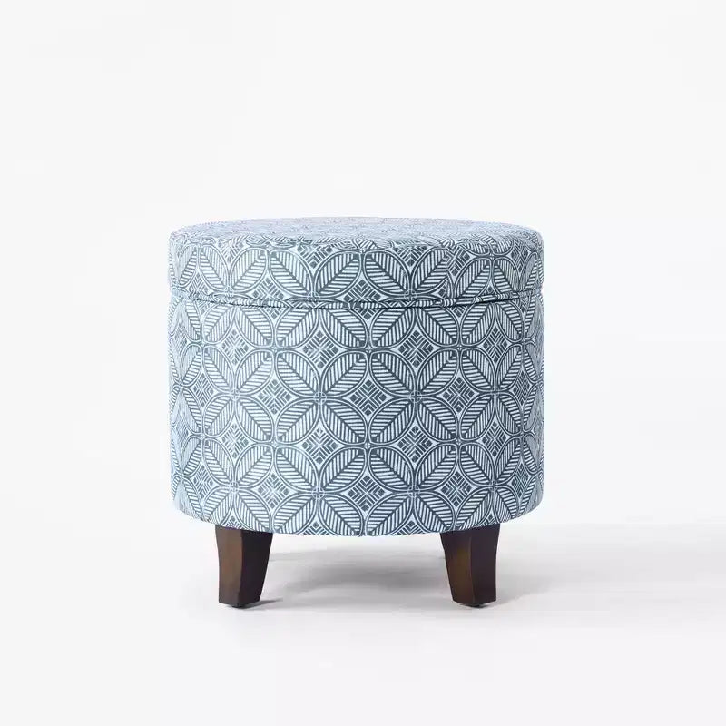 Cole Classics Round Storage Ottoman Flared Wood Leg - HomePop