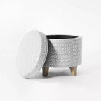 Cole Classics Round Storage Ottoman Flared Wood Leg - HomePop