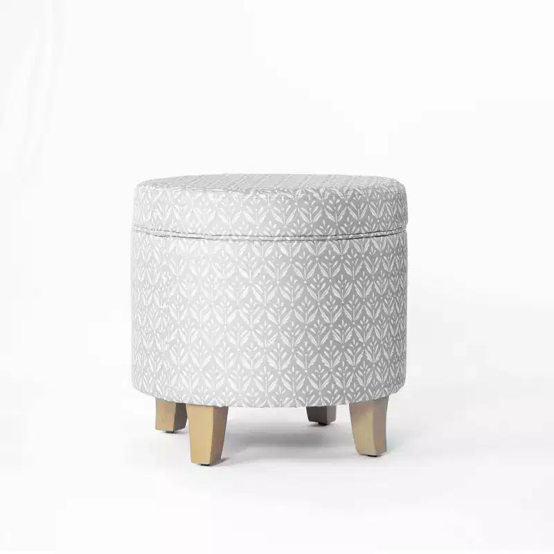 Cole Classics Round Storage Ottoman Flared Wood Leg - HomePop