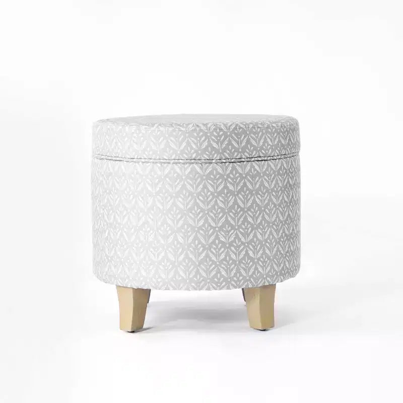 Cole Classics Round Storage Ottoman Flared Wood Leg - HomePop
