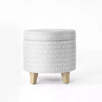 Cole Classics Round Storage Ottoman Flared Wood Leg - HomePop
