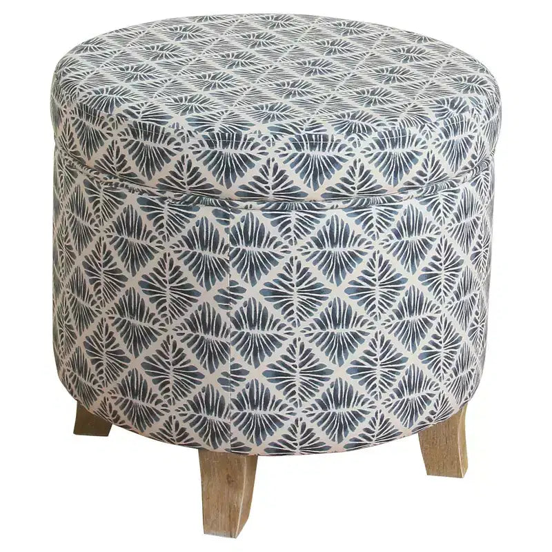 Cole Classics Round Storage Ottoman Flared Wood Leg - HomePop