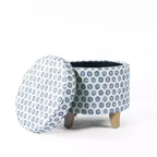 Cole Classics Round Storage Ottoman Flared Wood Leg - HomePop