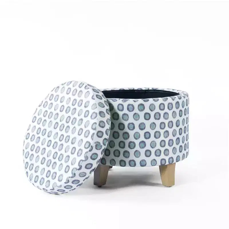 Cole Classics Round Storage Ottoman Flared Wood Leg - HomePop