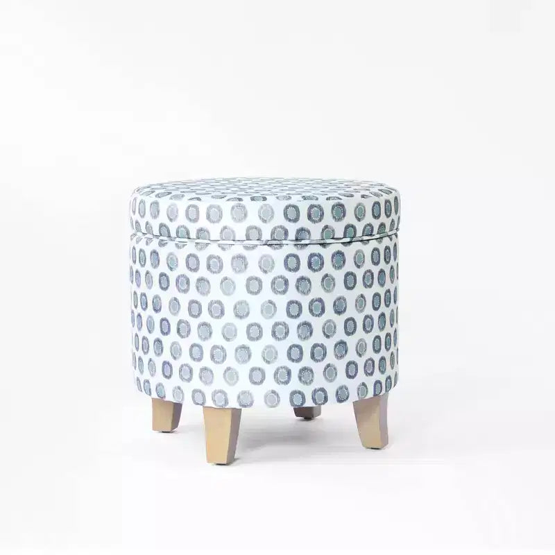 Cole Classics Round Storage Ottoman Flared Wood Leg - HomePop